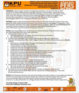 Meminimalisasi Penyebaran COVID-19, KPU Minut Tunda Tahapan Pilkada