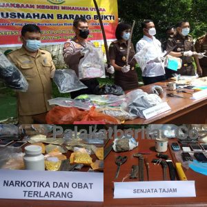 Pemusnahan Babuk Perkara Pidum, Narkotika & Obat Terlarang oleh Kejari Minut
