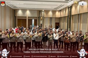 KPU Bersama Kapolda Sulut Tandatangani Perjanjian Kerjasama untuk Laksanakan Tugas dan Fungsi di Pemilu 2024