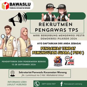 Panwascam Wenang Buka Perekrutan PTPS Pilkada Serentak Tahun 2024