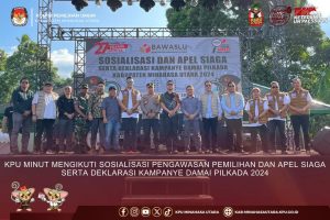 KPU Minut Hadiri Apel Siaga dan Deklarasi Kampanye Damai Pilkada Minut  2024