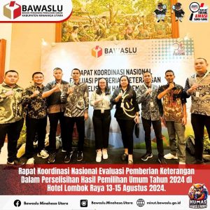 Kordiv P3S Bawaslu Minut Hadiri Rakornas Evaluasi Keterangan Perselisihan Hasil Pemilu 2024