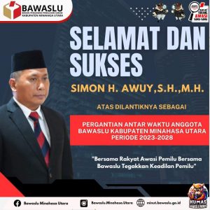 Simon Awuy dilantik PAW Anggota Bawaslu Minut