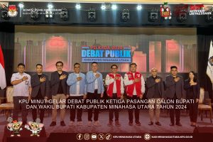 KPU MINUT GELAR DEBAT PUBLIK KETIGA PASANGAN CALON BUPATI DAN WAKIL BUPATI KABUPATEN MINAHASA UTARA TAHUN 2024