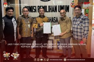JADI YANG PERTAMA DI SULUT, KPU MINUT BERIKAN JAMINAN SOSIAL KEPADA BADAN ADHOC JELANG PILKADA 2024