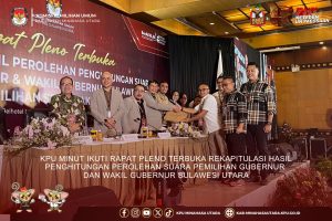 KPU MINUT IKUTI RAPAT PLENO TERBUKA REKAPITULASI HASIL PENGHITUNGAN PEROLEHAN SUARA PEMILIHAN GUBERNUR DAN WAKIL GUBERNUR SULAWESI UTARA